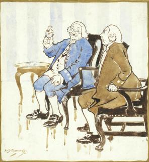 Sir Alfred James Munnings, P.R.A., R.W.S. - Design for Cracker Box, The Curate\'s Egg