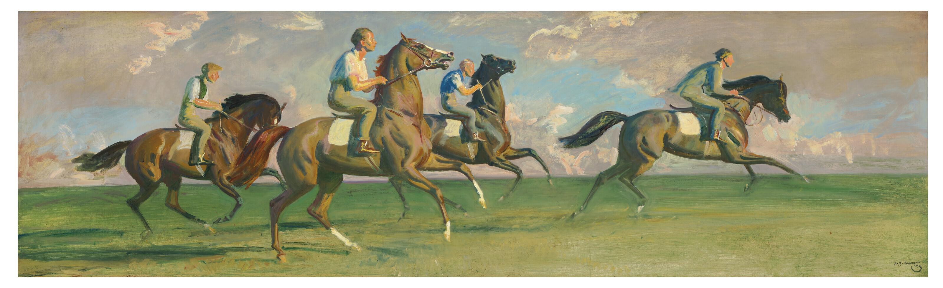 Sir Alfred James Munnings, P.R.A., R.W.S. - Early Morning, Newmarket