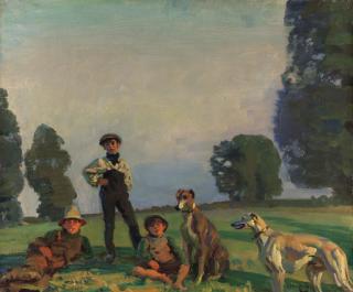 Sir Alfred James Munnings, P.R.A., R.W.S. - Gypsies and Greyhounds