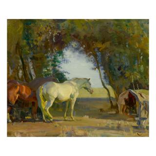 Sir Alfred James Munnings, P.R.A., R.W.S. - Hampshire Thorn Trees