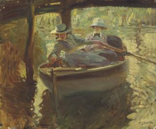 Sir Alfred James Munnings, P.R.A., R.W.S. - Idle Moments; or The Boathouse