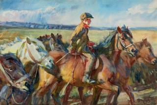 Sir Alfred James Munnings, P.R.A., R.W.S. - Shrimp Off To Market