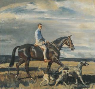 Sir Alfred James Munnings, P.R.A., R.W.S. - Sidney Webster Fish on a dark bay