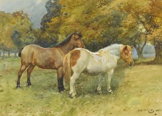 Sir Alfred James Munnings, P.R.A., R.W.S. - Sirsoldier And Sailor Painted In The Park At Catton Hall, Norfolk