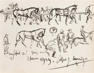 Sir Alfred James Munnings, P.R.A., R.W.S. - Spring meeting, Epsom, 1939
