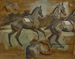 Sir Alfred James Munnings, P.R.A., R.W.S. - Study for \'Going to the Post\'