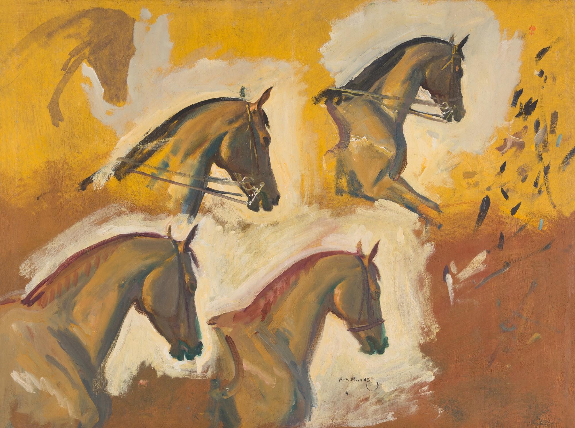 Sir Alfred James Munnings, P.R.A., R.W.S. - Study of horses heads, probably Rufus and Master Munn for My Wife, My Horse and Myself