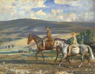Sir Alfred James Munnings, P.R.A., R.W.S. - Tom And Luke Parsons On Their Ponies, Champagne And Squirrel, Exmoor