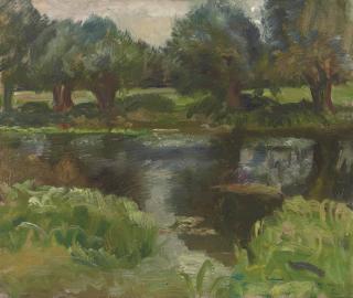 Sir Alfred James Munnings, P.R.A., R.W.S. - Willows Near Langham Pool