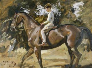 Sir Alfred James Munnings, P.R.A. - Arturo von Schroeders on a polo pony, study