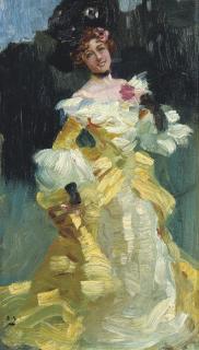 Sir Alfred James Munnings, P.R.A. - The yellow dress