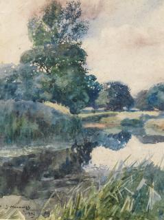 Sir Alfred James Munnings, PRA, RWS - A quiet stretch of the river