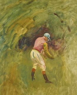 Sir Alred J. Munnings, P.R.A. - Study Of A Jockey, Unsaddling Pose-Stanley Woonton\'S Colours