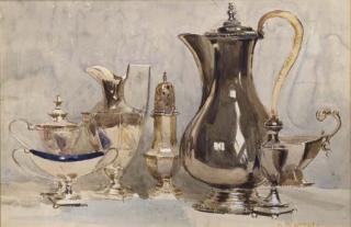 Sir Arthur Ernest Streeton - Still Life, Georgian Silver