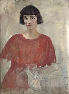 Sir Augustus Edwin John, O.M., R.A. - Portrait of a young woman in a red tunic