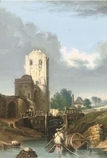 Sir Augustus Wall Calcott, R.A. - A Fisherman Before A Castle Ruin