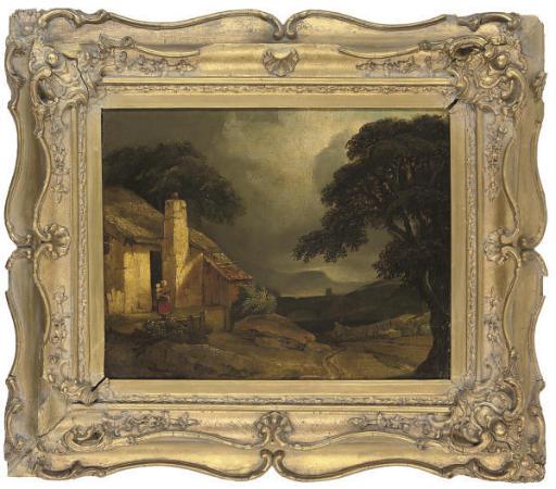 Sir Augustus Wall Calcott - A Mother And Daughter Outside Their Croft