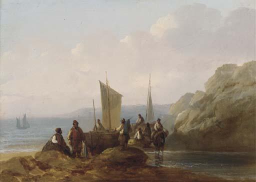 Sir Augustus Wall Callcott, R.A. - Fishermen congregating on the shore