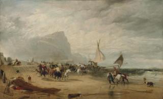 Sir Augustus Wall Callcott, R. A. - Smugglers Alarmed by an Unexpected Change from Hazy Weather while Landing Their Cargo