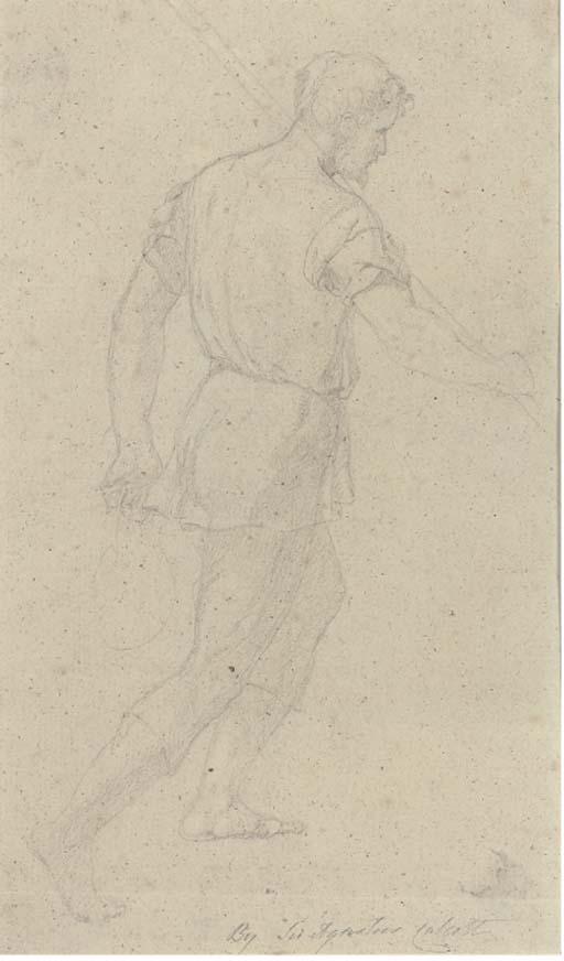 Sir Augustus Wall Callcott, R.A. - Study of a man holding a staff