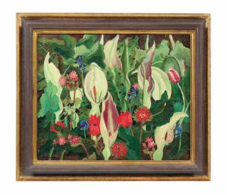 Sir Cederic Morris - Monkshood With Tulips And Bluebells