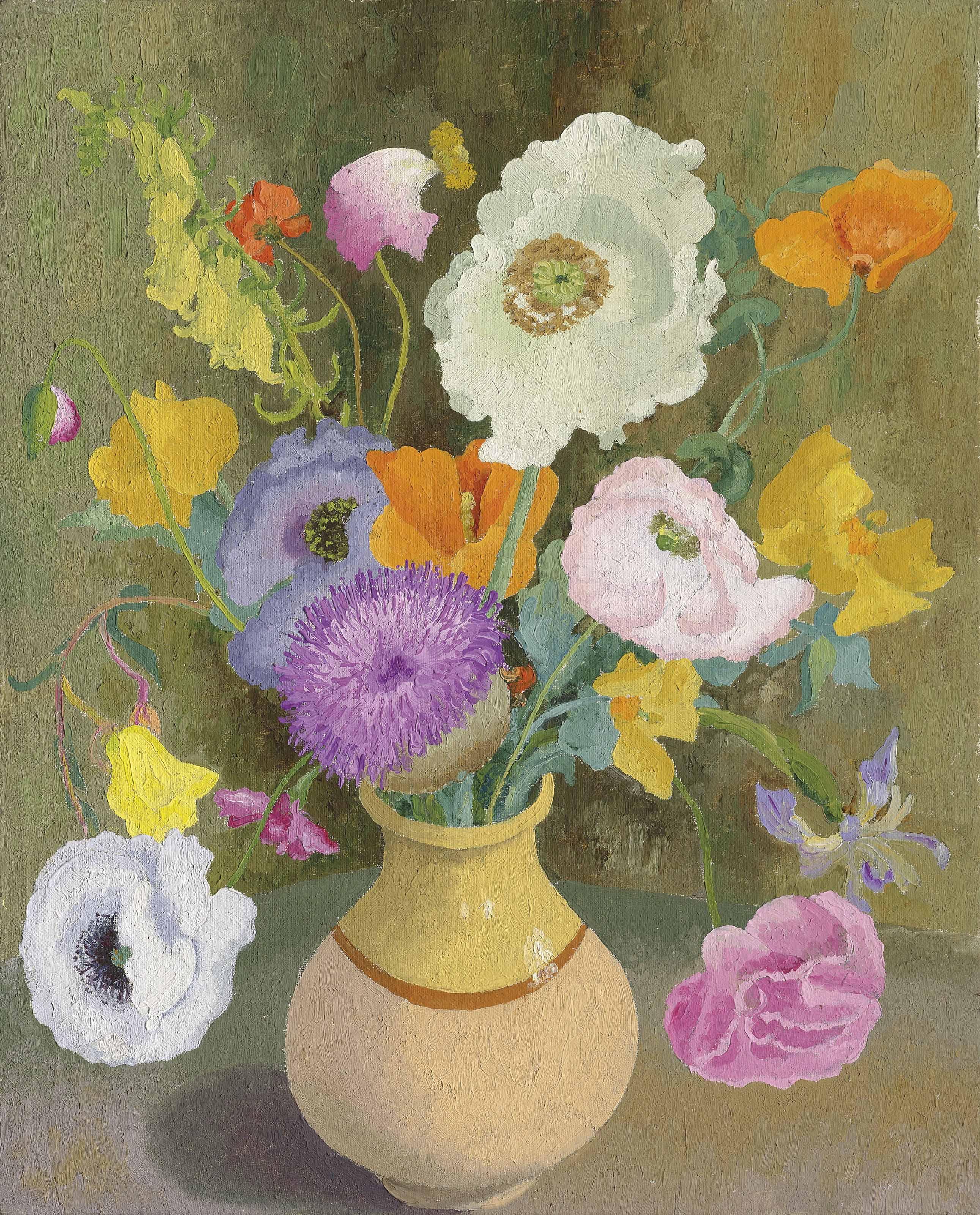 Sir Cedric Morris - Poppies and Sweet Peas