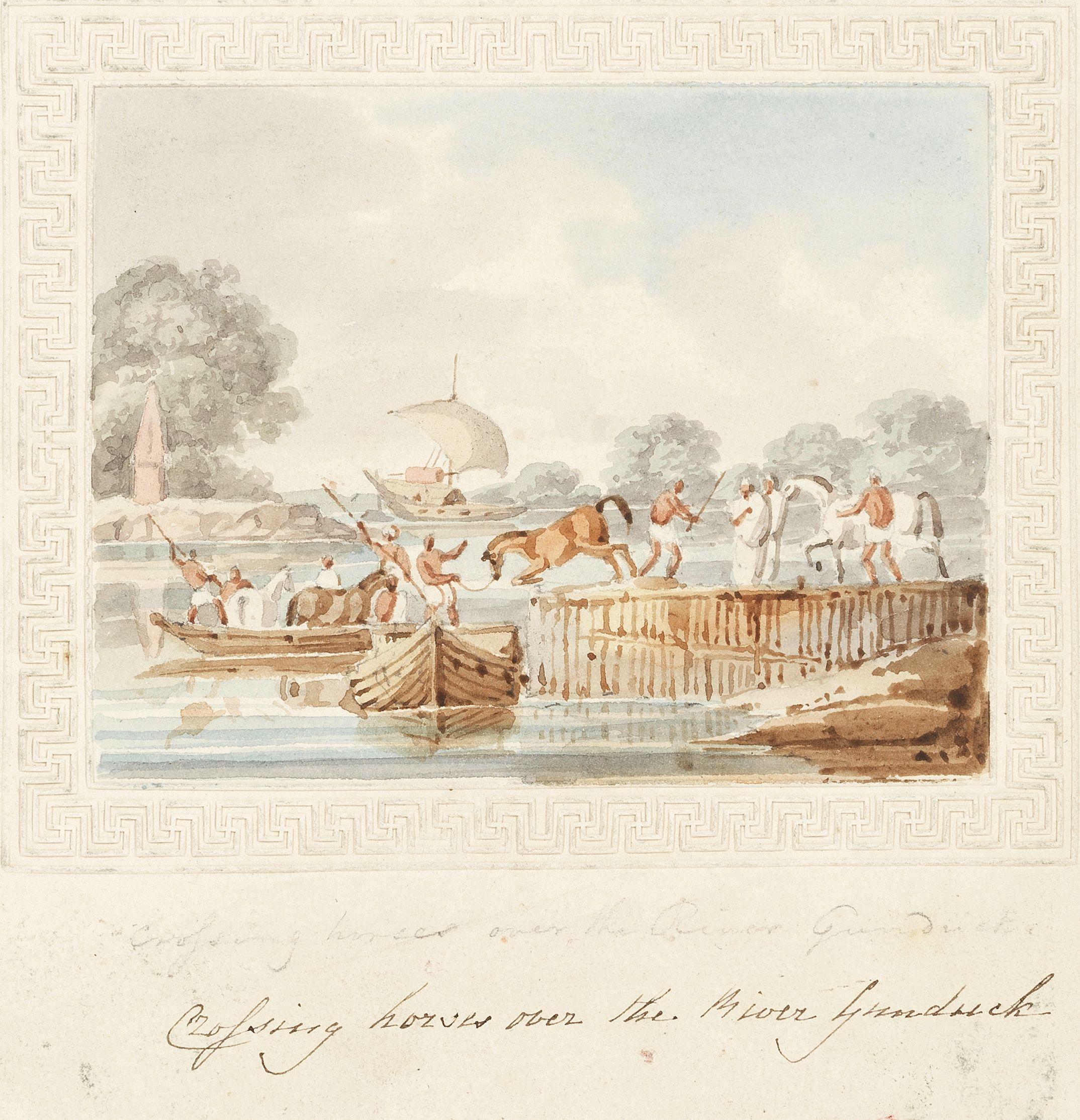 Sir Charles D\'Oyly - \'Crossing Horses Over The River Gandack\' Unframed