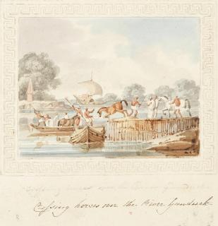 Sir Charles D\'Oyly - \'Crossing Horses Over The River Gandack\' Unframed