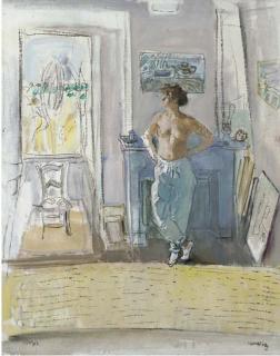 Sir David Abercrombie Donaldson, R.S.A. - Young girl in an interior