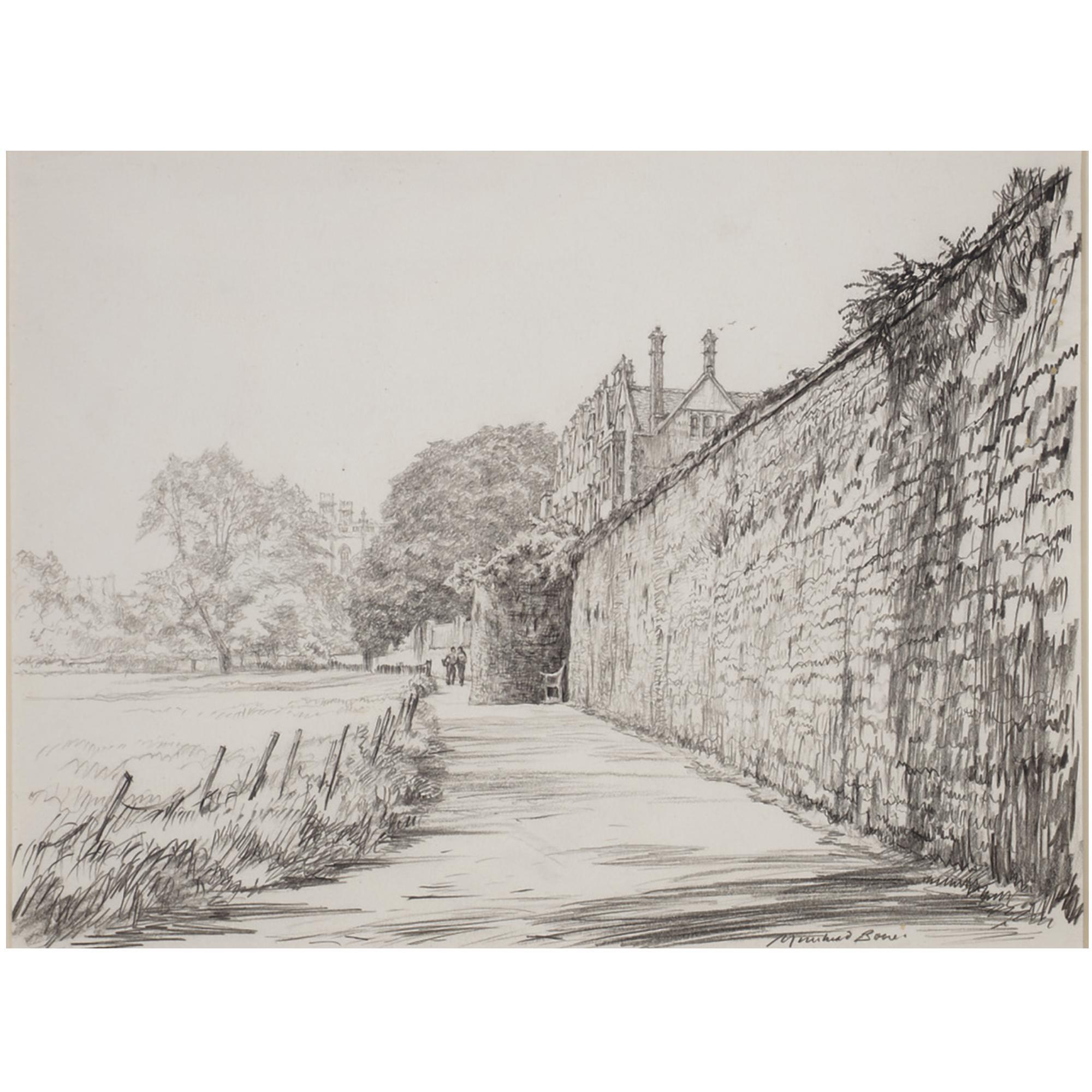 Sir David Muirhead Bone, H.R.S.A., H.R.W.S. - Merton Wall And Dead Man\'S Walk, Oxford