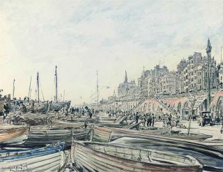 Sir David Muirhead Bone, H.R.W.S. - The Fish Market, Brighton (illustrated); and Brighton Pier