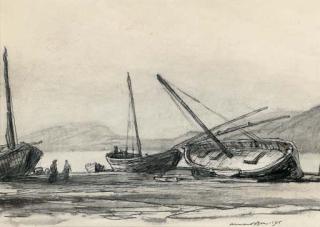 Sir David Muirhead Bone, N.E.A.C., H.R.W.S. - Beached boats