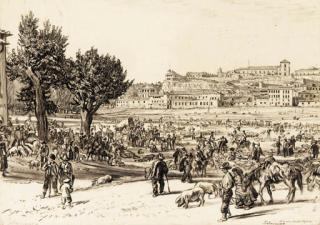 Sir David Muirhead Bone - Midsummer Fair, Salamanca