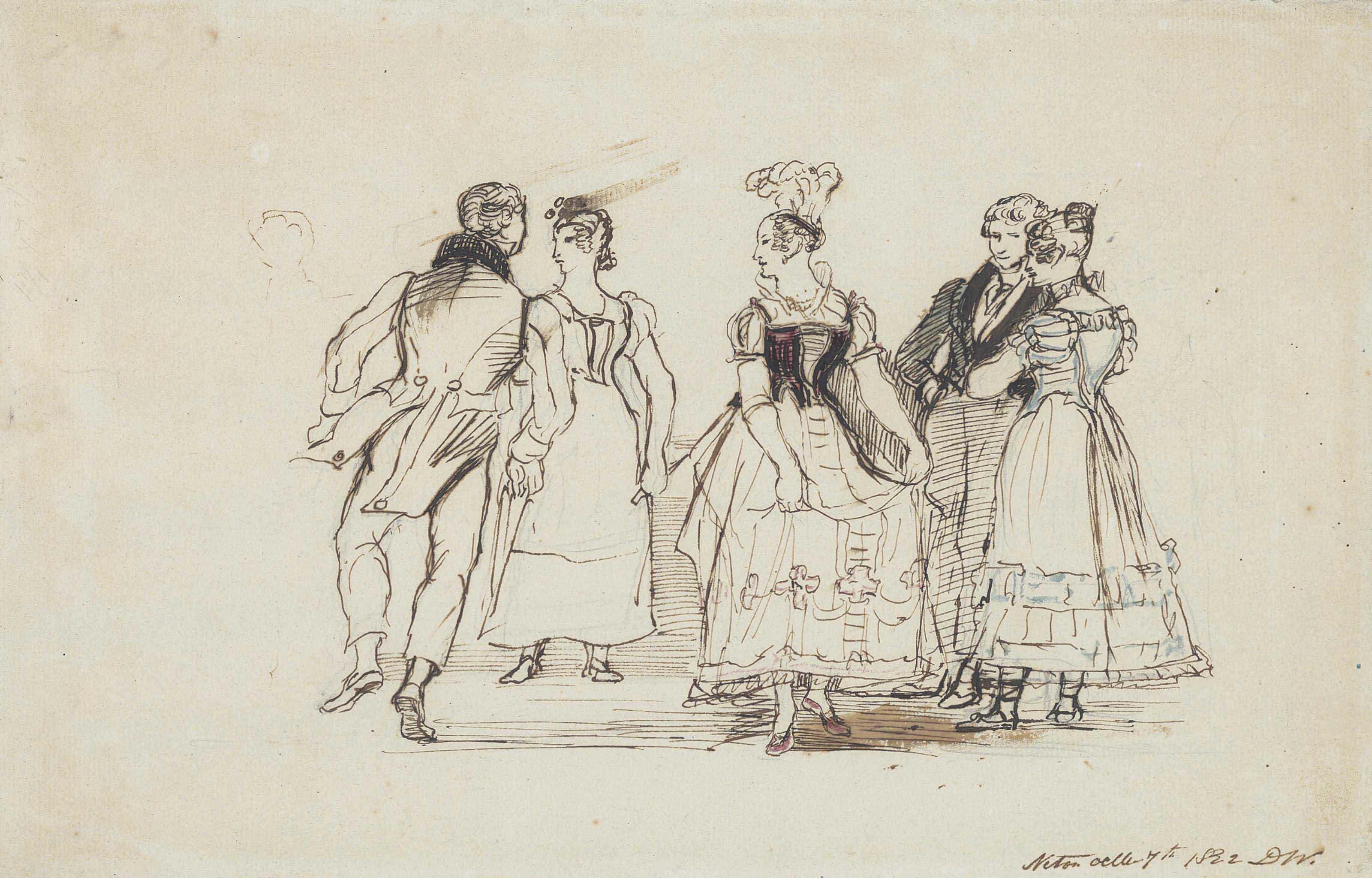 Sir David Wilkie, R.A. - Elegant figures dancing at Niton, Isle of Wight