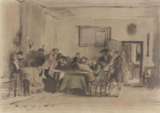 Sir David Wilkie, R.A. - Sketch for \'Reading the Will\'