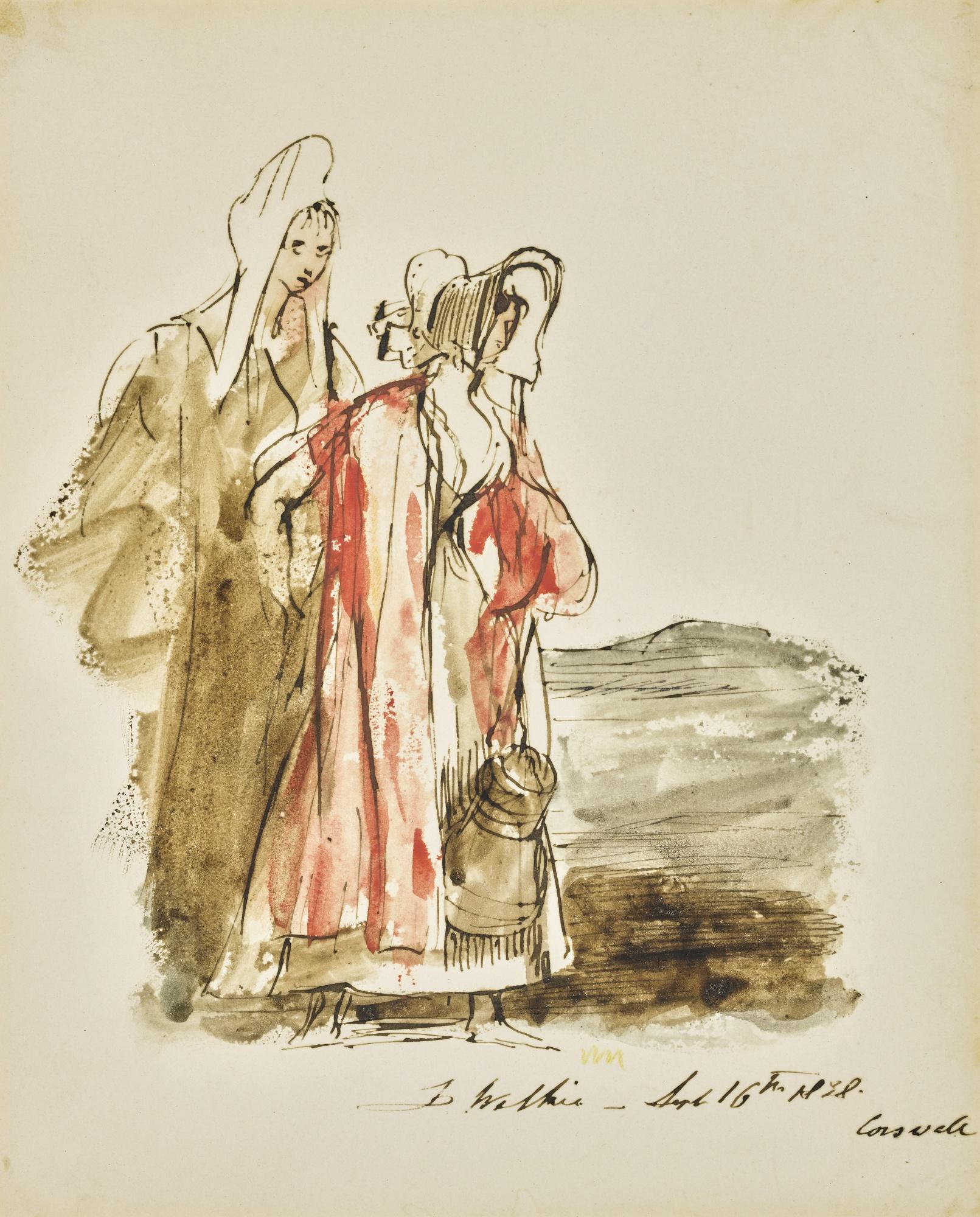 Sir David Wilkie, R.A. - Study Of Two Girls Walking