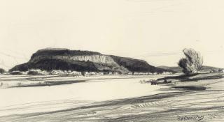 Sir David Young Cameron, R.A., R.S.A., R.S.W. - River landscape