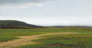 Sir David Young Cameron, R.A., R.S.A., R.W.S., R.S - Scottish moorland, evening