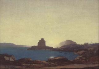 Sir David Young Cameron, R.A., R.S.A. - View of Duart Castle, Isle of Mull, Argyll