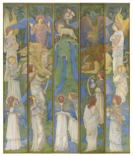 Sir Edward Coley Burne-Jones, Bart., A.R.A., R.W.S. - Paradise, with the Worship of the Holy Lamb