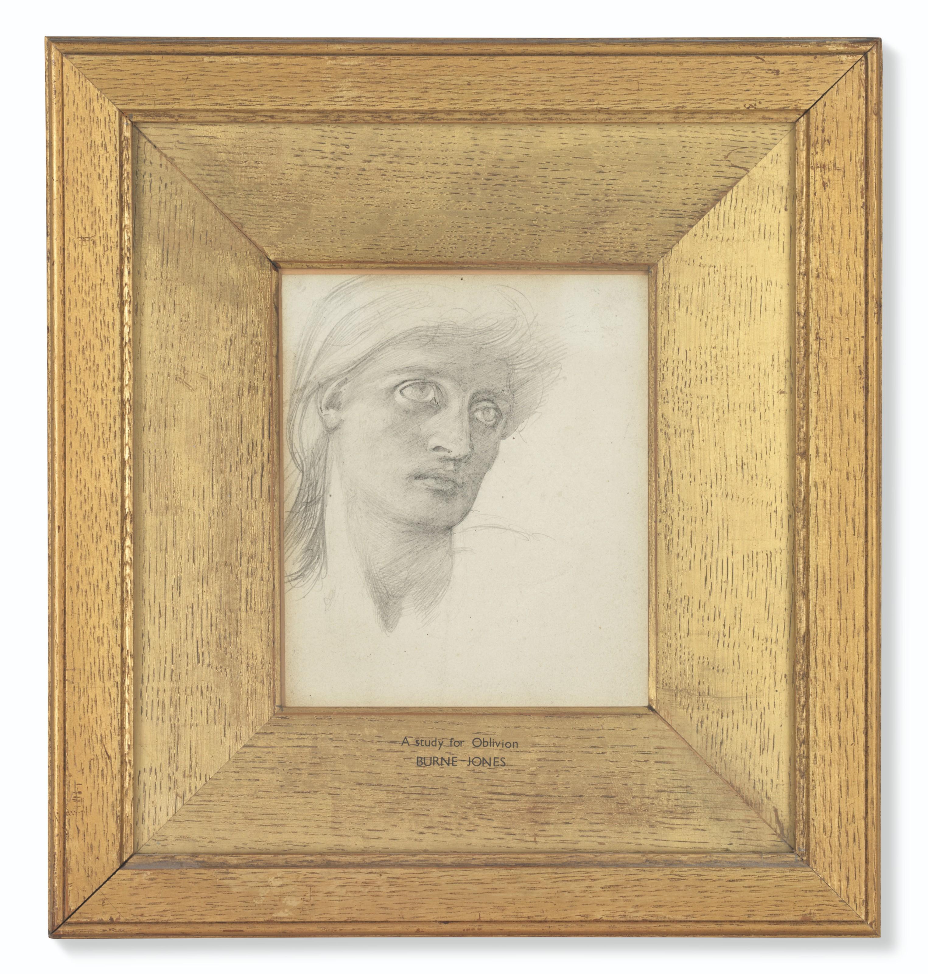 Sir Edward Coley Burne-Jones, Bt., A.R.A., R.W.S. - Heady Study Of Love For \'The Triumph Of Love Over Oblivion\'