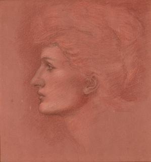 Sir Edward Coley Burne-Jones, Bt., A.R.A., R.W.S. - Portrait head of Kate Dolan, in profile to right