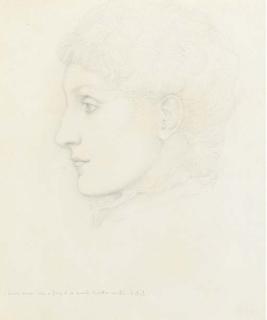 Sir Edward Coley Burne-Jones, Bt., A.R.A., R.W.S. - Portrait of lady, in profile to the left, traditionally identified as Georgiana Burne-Jones