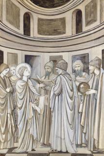 Sir Edward Coley Burne-Jones, Bt., A.R.A., R.W.S. - St Catherine Disputing With The Pagan Philosophers