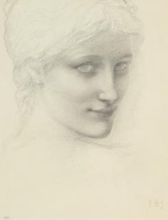 Sir Edward Coley Burne-Jones, Bt., A.R.A., R.W.S. - Study for a head of a mermaid in \'The Depths of the Sea\'