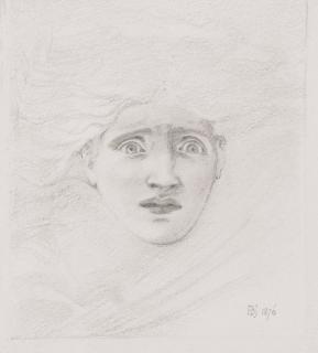 Sir Edward Coley Burne-Jones, Bt., A.R.A., R.W.S. - Study For The Head Of Medusa For The Finding Of Medusa