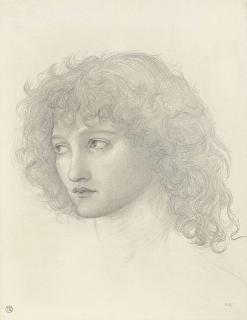Sir Edward Coley Burne-Jones, Bt., A.R.A., R.W.S. - Study for the head of the Angel in \'Le Chant d\'Amour\'
