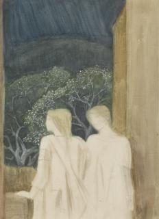 Sir Edward Coley Burne-Jones, Bt., A.R.A., R.W.S. - Study For The Last Sleep Of Arthur In Avalon