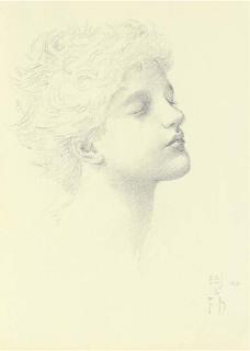 Sir Edward Coley Burne-Jones, Bt., A.R.A., R.W.S. - Study of Edward Horner, For \'The Prioress\'S Tale\'