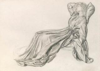 Sir Edward Coley Burne-Jones, Bt., A.R.A., R.W.S. - Study of Fanny Cornforth, reclining (recto); and Sketches of a draped standing figure and a foot (verso)